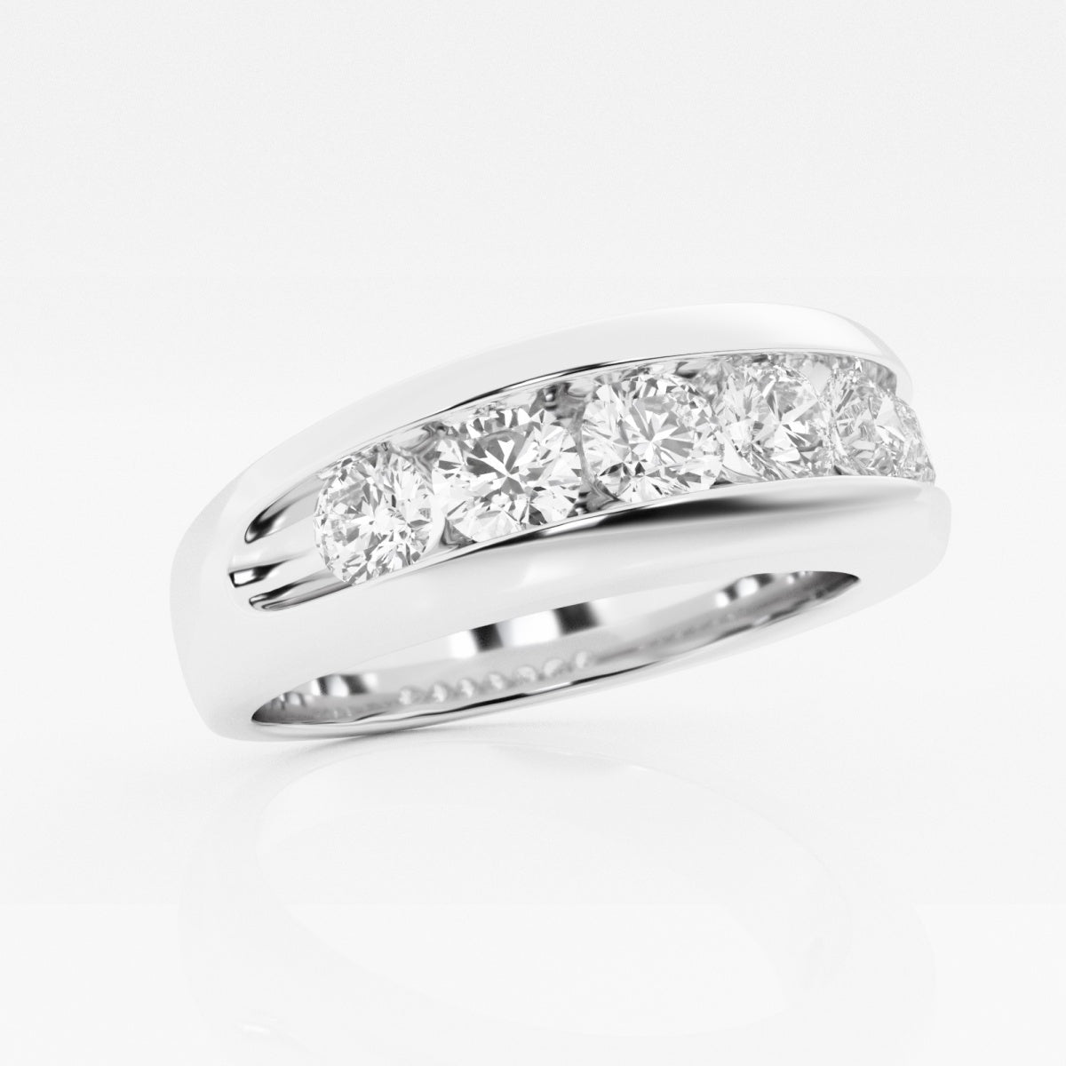 Round Moissanite Men's Channel Set Wedding Band