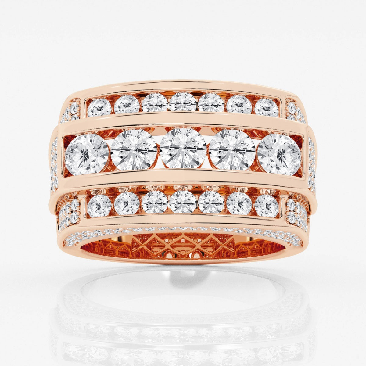 Round Moissanite Men's Multi-Row Rectangular Wedding Band