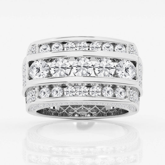 Round Moissanite Men's Multi-Row Rectangular Wedding Band