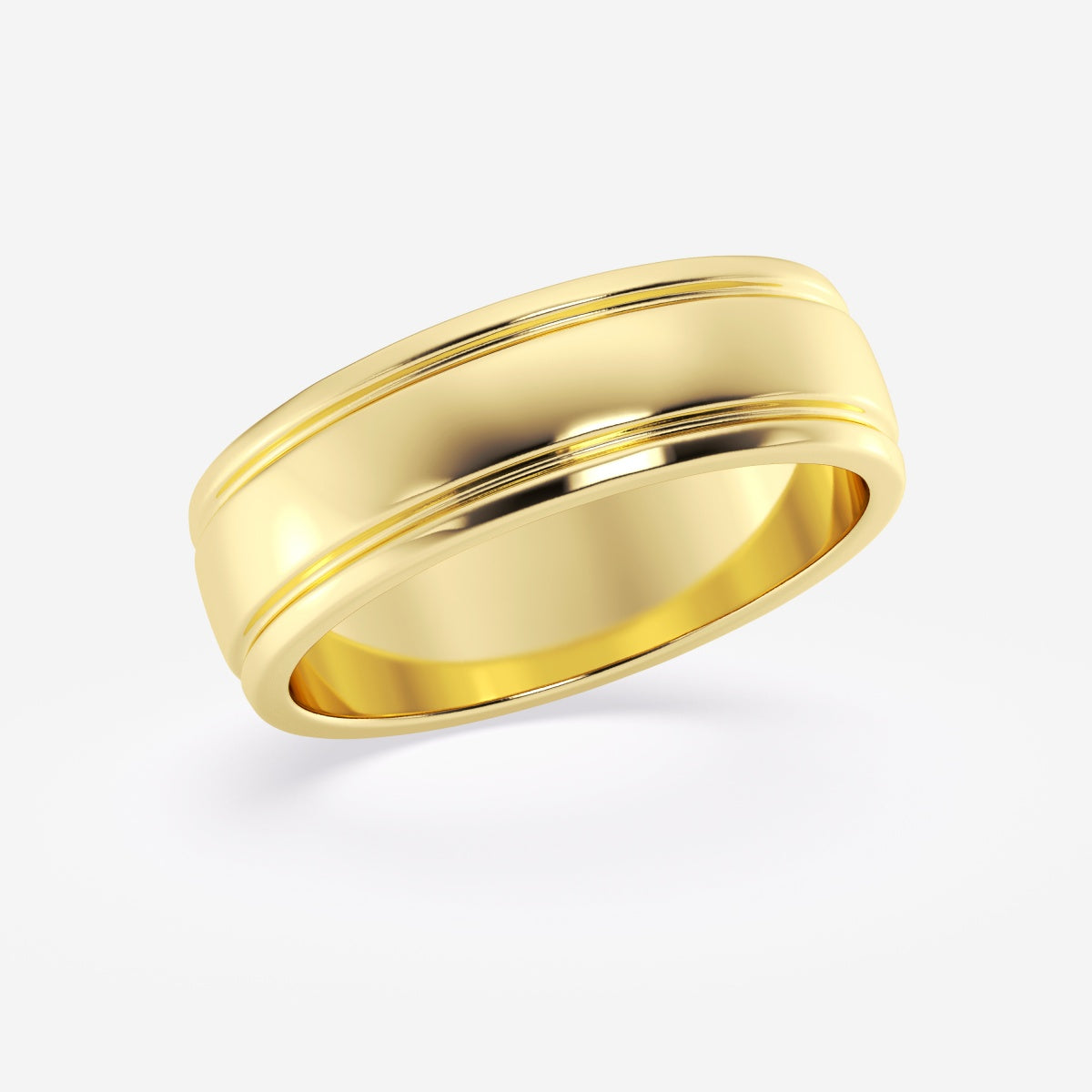 High Polish Inlay Wedding Band