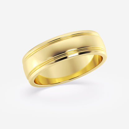 High Polish Inlay Wedding Band
