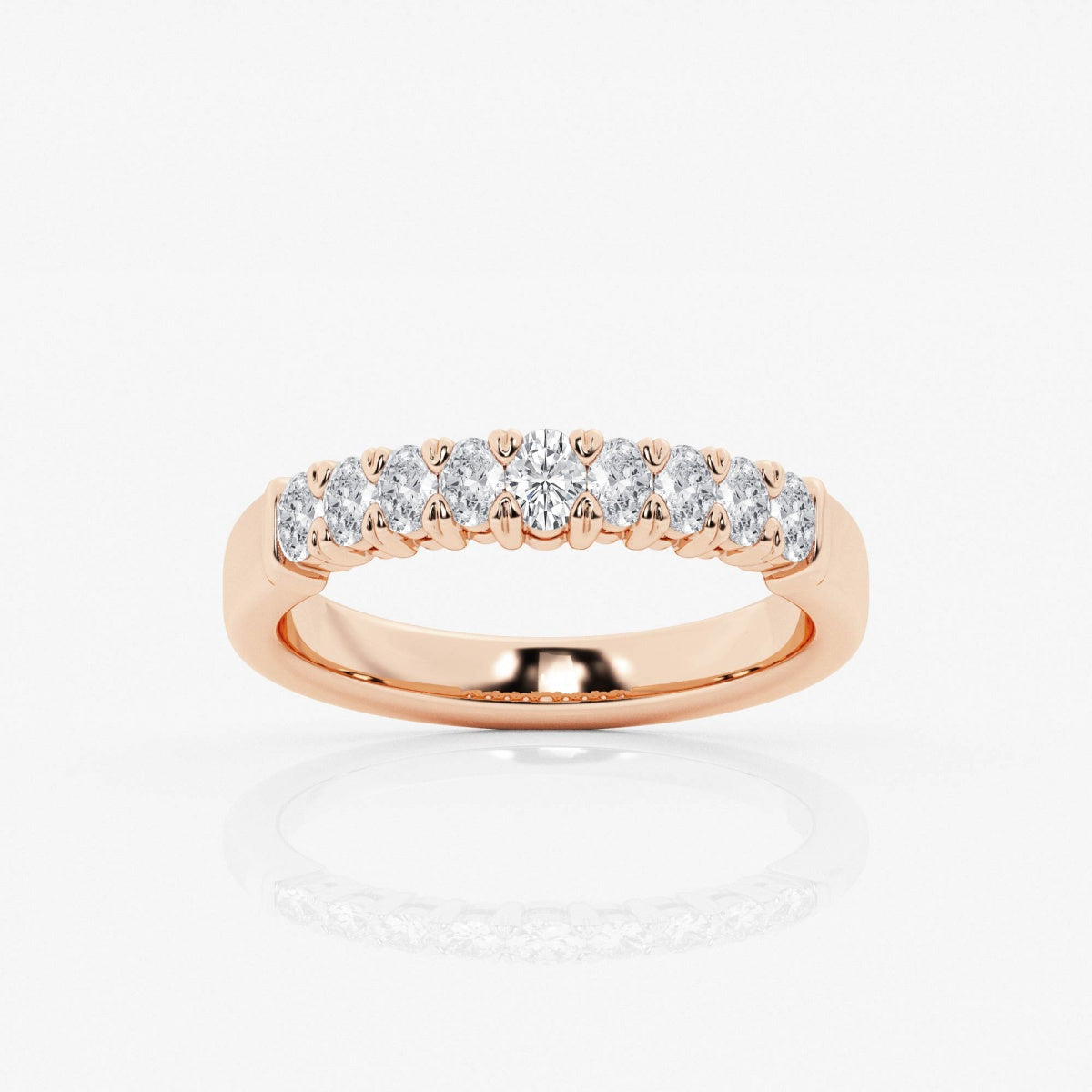 Oval Moissanite Nine Stone Anniversary Band – view 3