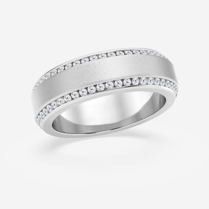 Round Moissanite 7mm Beveled Edge Sandblast Finish Eternity Band