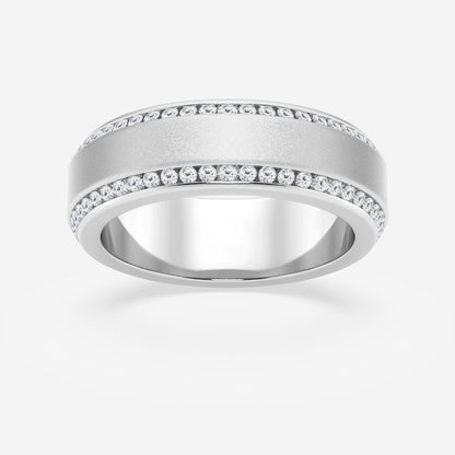 Round Moissanite 7mm Beveled Edge Sandblast Finish Eternity Band
