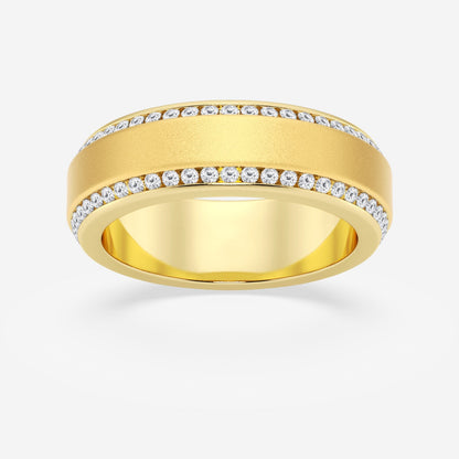 Round Moissanite 7mm Beveled Edge Sandblast Finish Eternity Band
