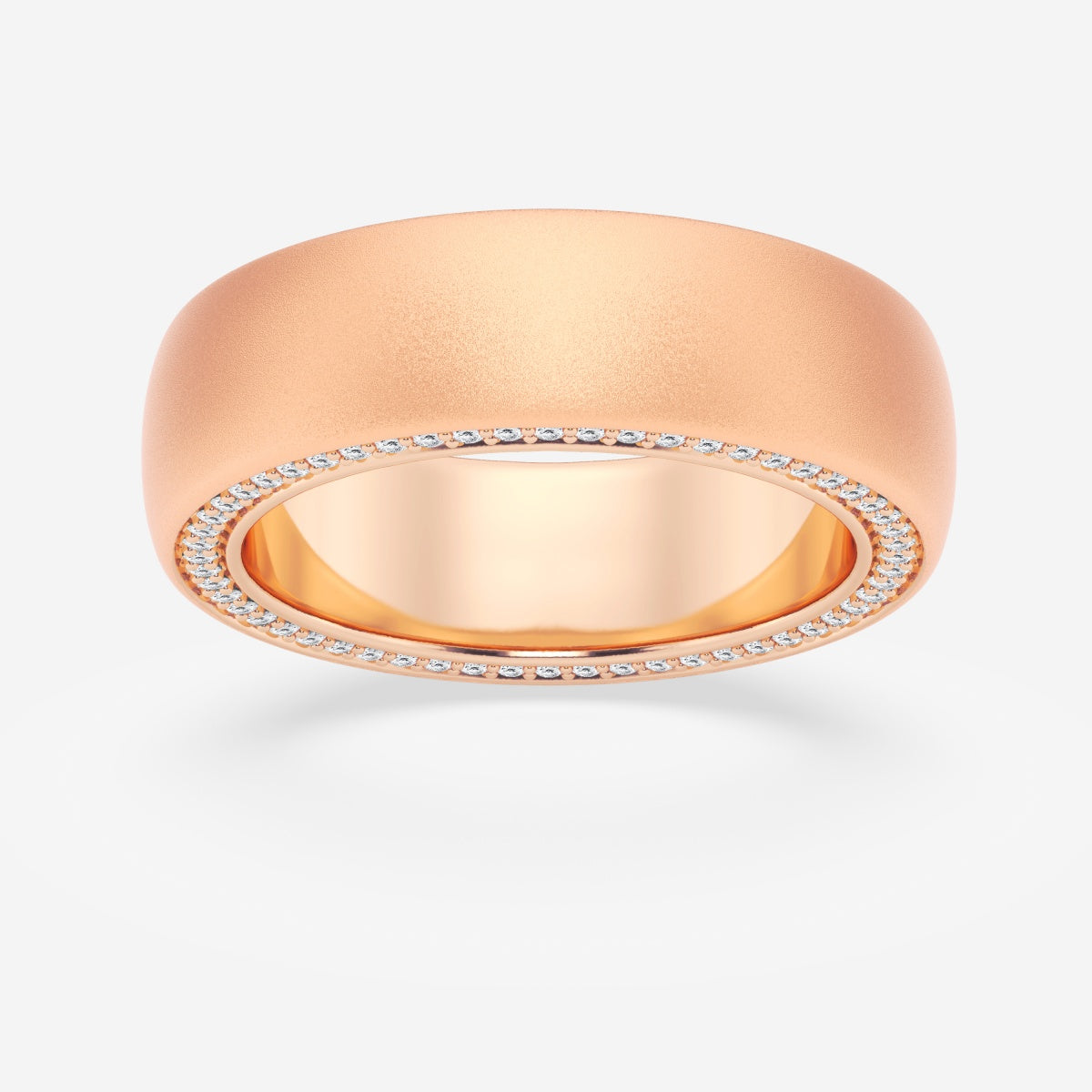 Round Moissanite Domed Sandblast Finish Eternity Band – view 5