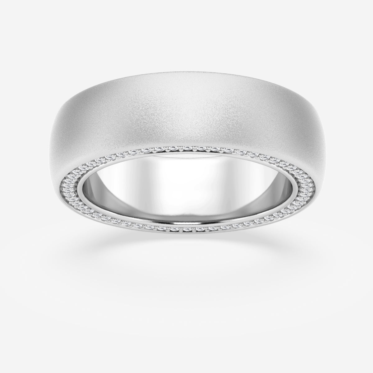 Round Moissanite Domed Sandblast Finish Eternity Band – view 7