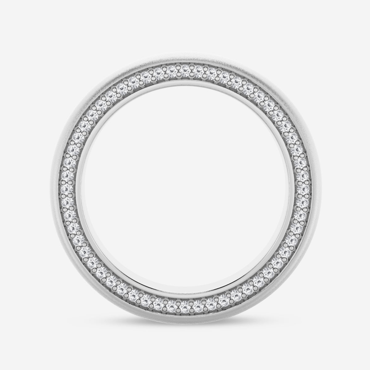 Round Moissanite Domed Sandblast Finish Eternity Band – view 2
