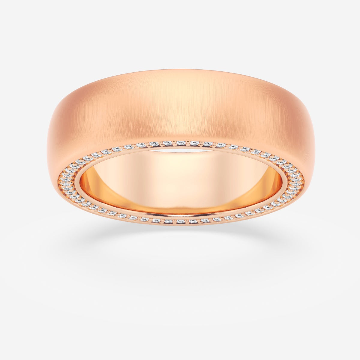 Round Moissanite Domed Satin Finish Eternity Band – view 5