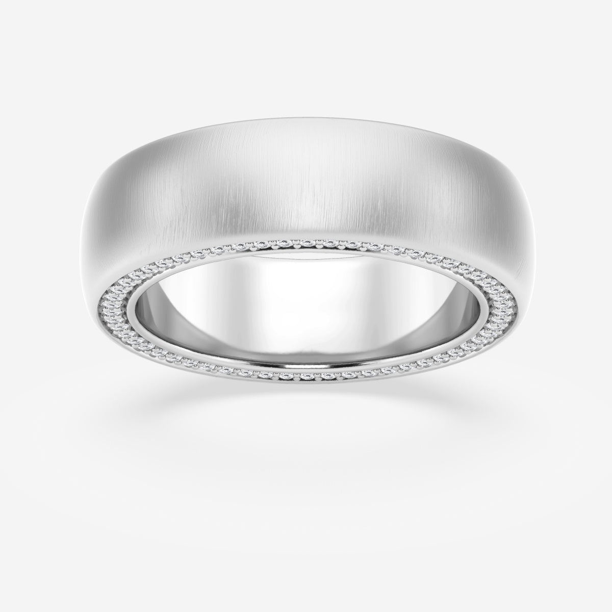 Round Moissanite Domed Satin Finish Eternity Band – view 7