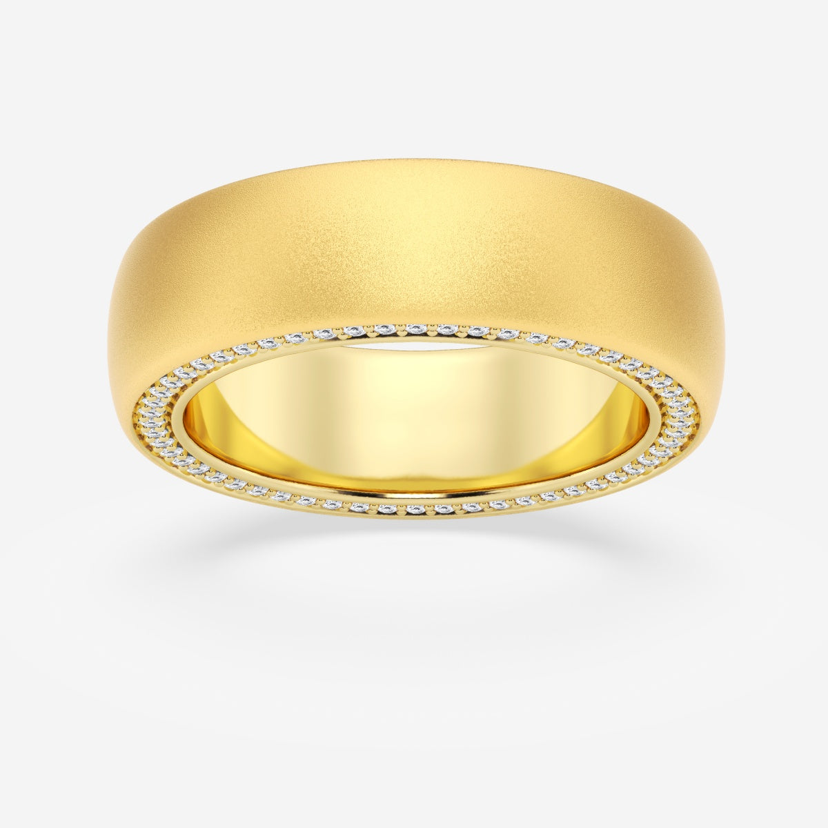 Round Moissanite Domed Sandblast Finish Eternity Band – view 10