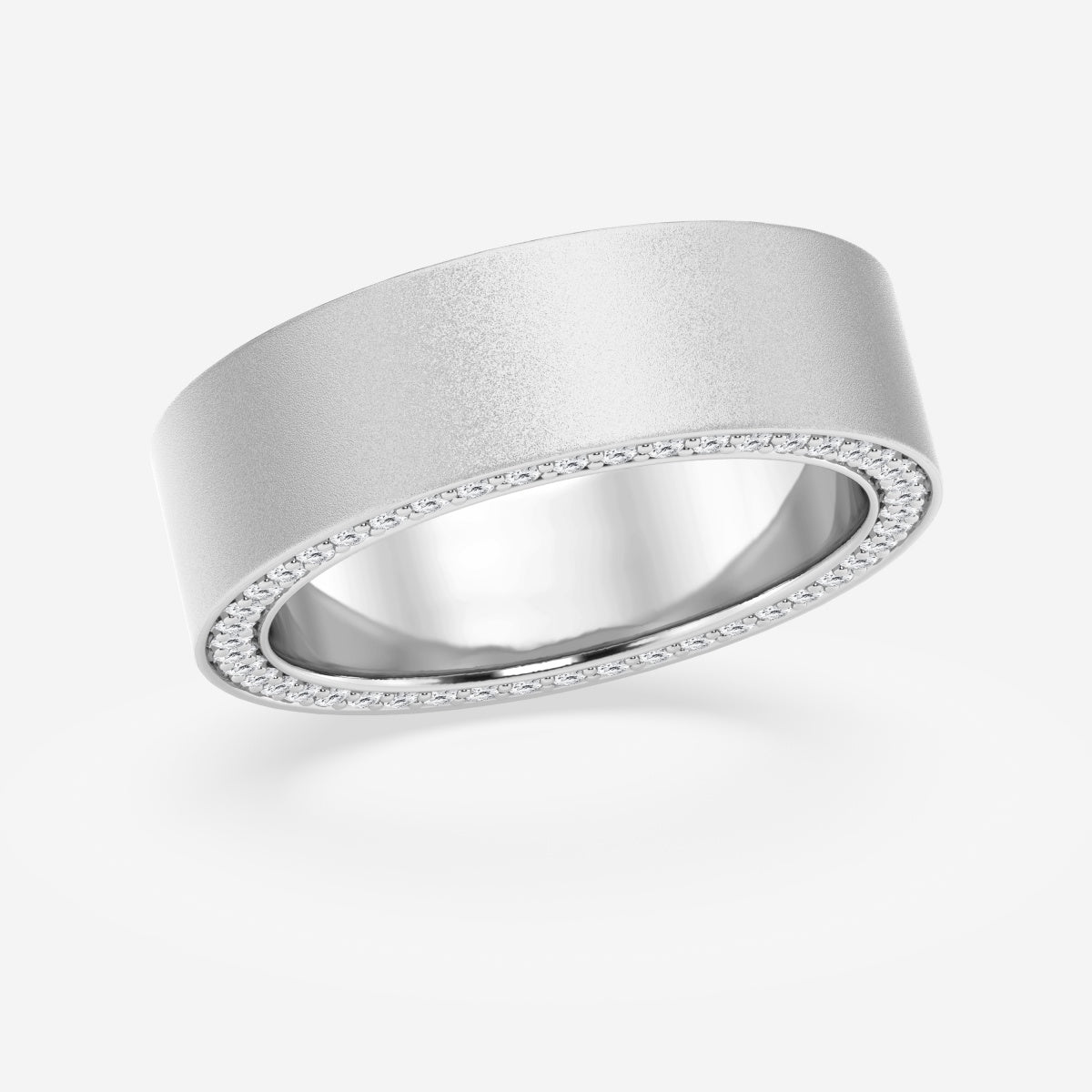 Round Moissanite 7mm Sandblast Finish Flat Eternity Band – view 7