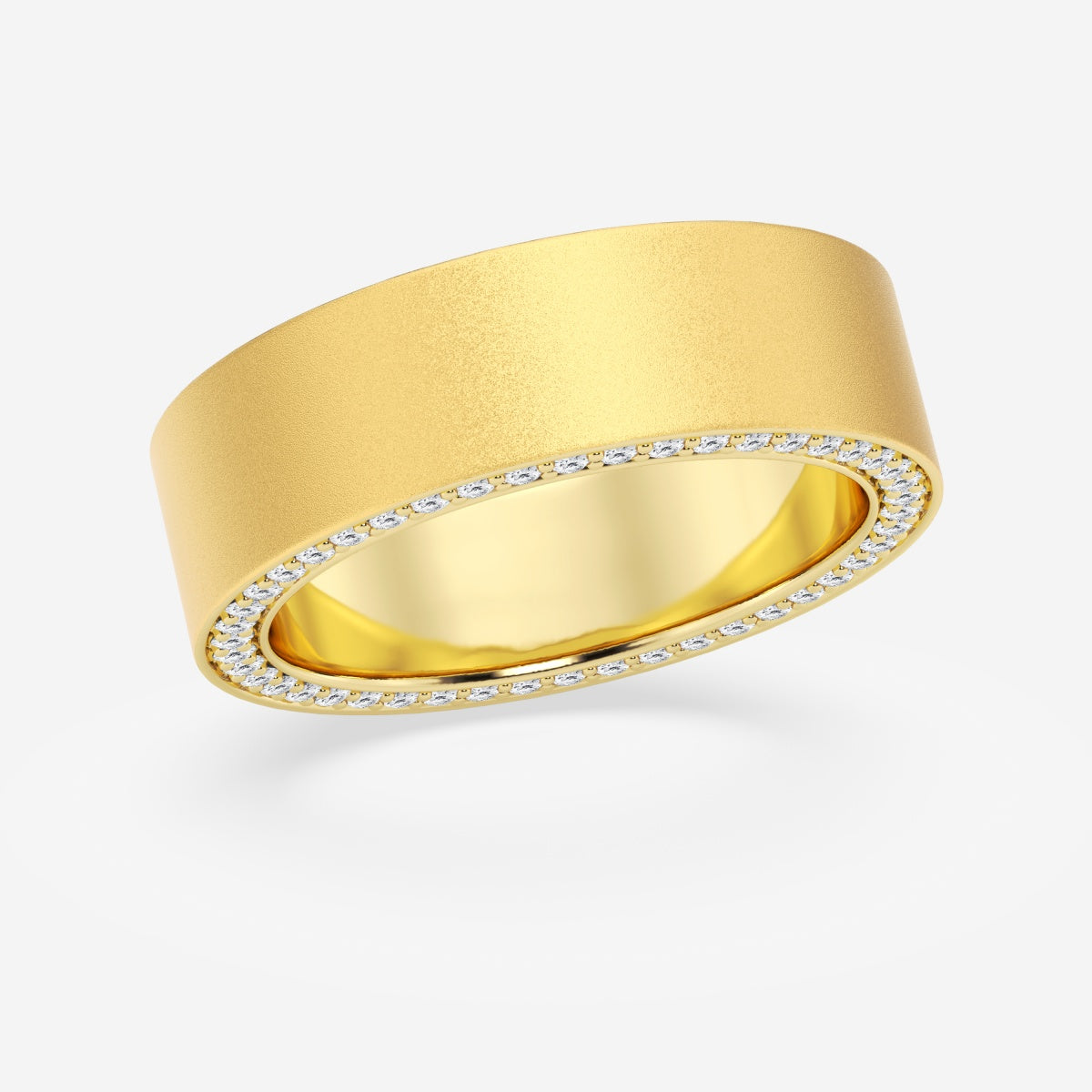 Round Moissanite 7mm Sandblast Finish Flat Eternity Band – view 3