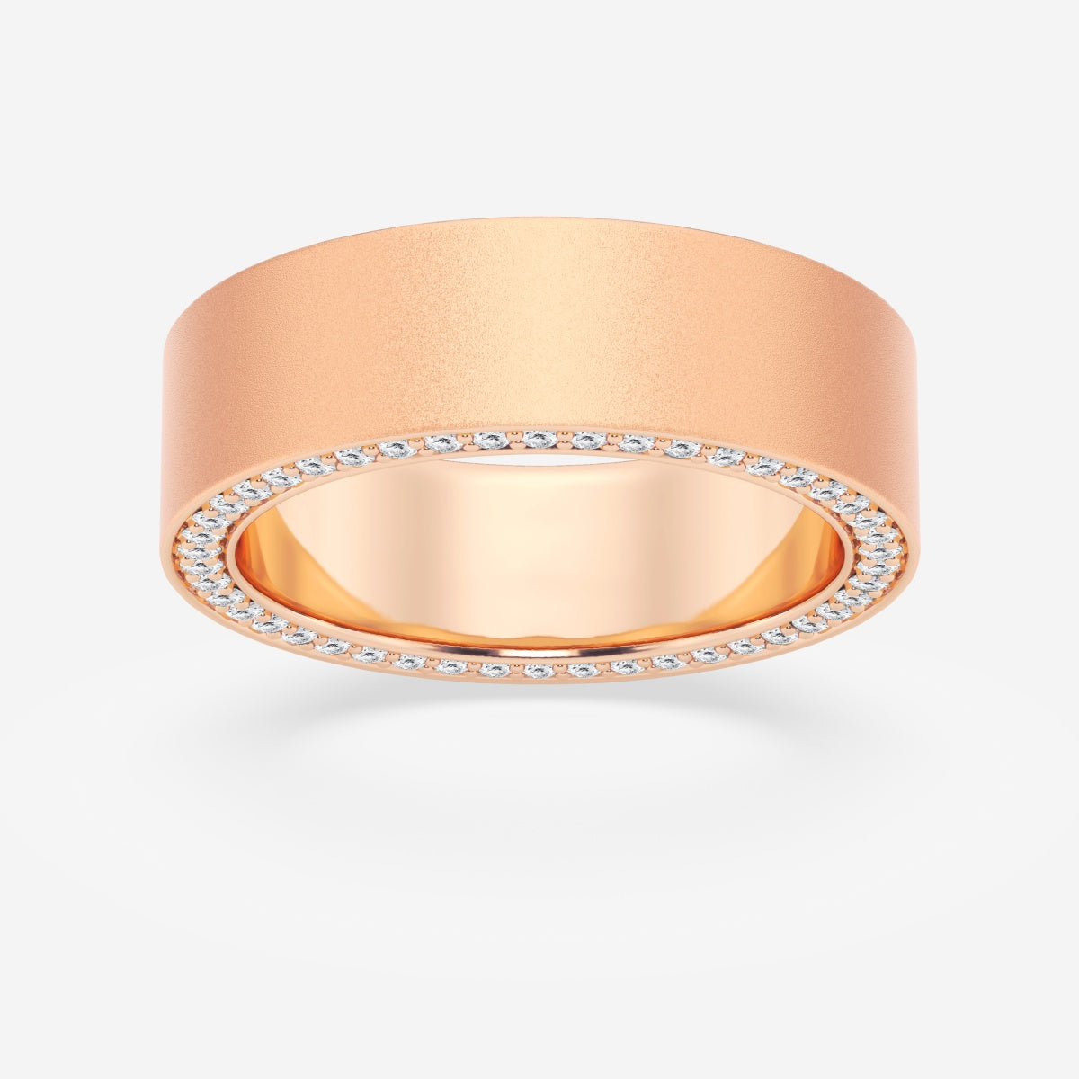 Round Moissanite 7mm Sandblast Finish Flat Eternity Band – view 4
