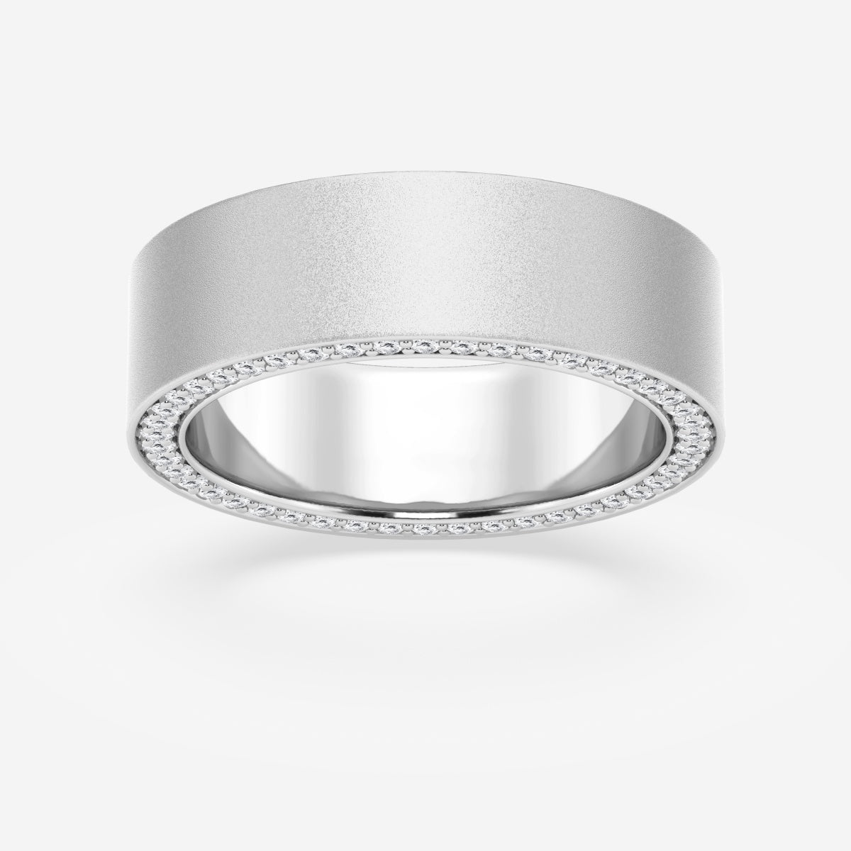 Round Moissanite 7mm Sandblast Finish Flat Eternity Band – view 6