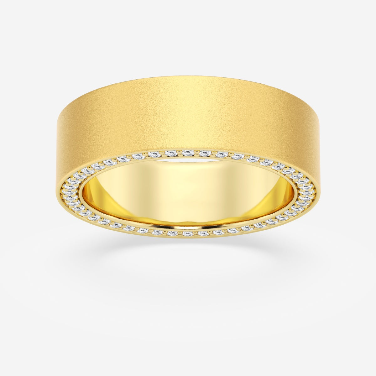 Round Moissanite 7mm Sandblast Finish Flat Eternity Band – view 2