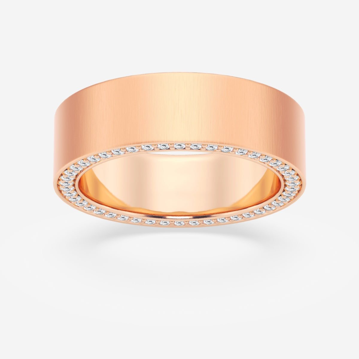 Round Moissanite Satin Finish Flat Eternity Band – view 4