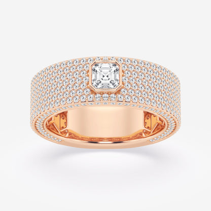 Asscher  Three Sided Men's Wedding Band