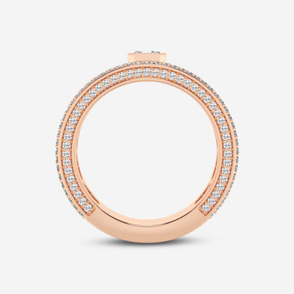 Asscher  Three Sided Men's Wedding Band