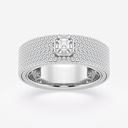 Asscher  Three Sided Men's Wedding Band