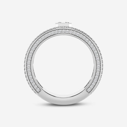 Asscher  Three Sided Men's Wedding Band