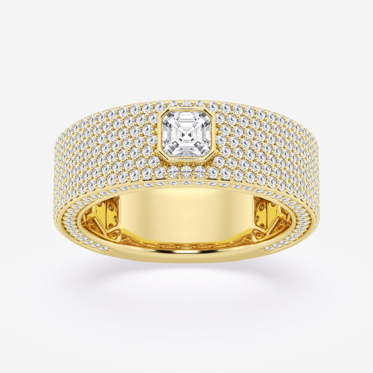 Asscher Three Sided Men's Wedding Band – view 10