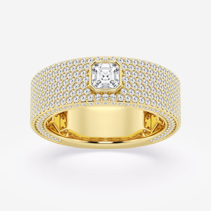 Asscher  Three Sided Men's Wedding Band
