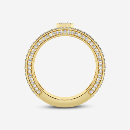Asscher  Three Sided Men's Wedding Band
