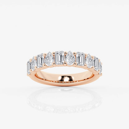 Emerald and Pear  Moissanite Ten Stone Alternating Anniversary Band