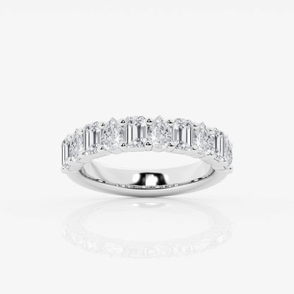 Emerald and Pear  Moissanite Ten Stone Alternating Anniversary Band