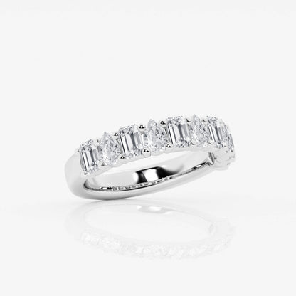 Emerald and Pear  Moissanite Ten Stone Alternating Anniversary Band