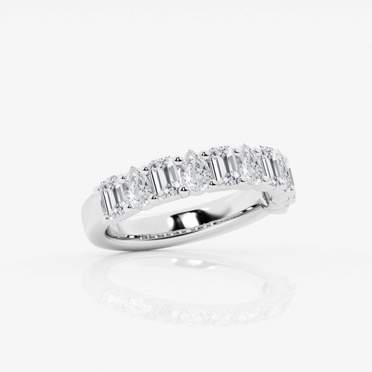 Emerald and Pear  Moissanite Ten Stone Alternating Anniversary Band
