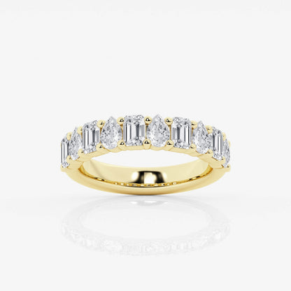 Emerald and Pear  Moissanite Ten Stone Alternating Anniversary Band