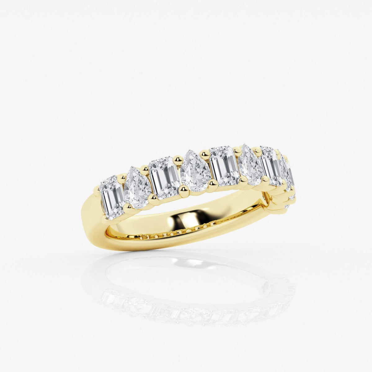 Emerald and Pear Moissanite Ten Stone Alternating Anniversary Band – view 2