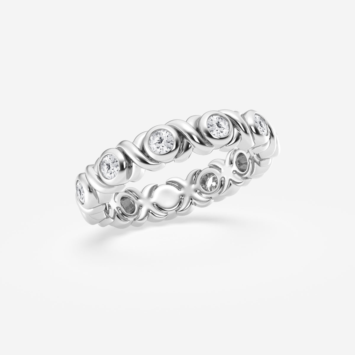 Round Moissanite XO Eternity Band - 3.8mm Width – view 6