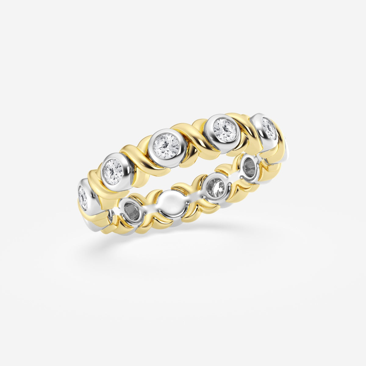 Round Moissanite XO Eternity Band - 3.8mm Width – view 3