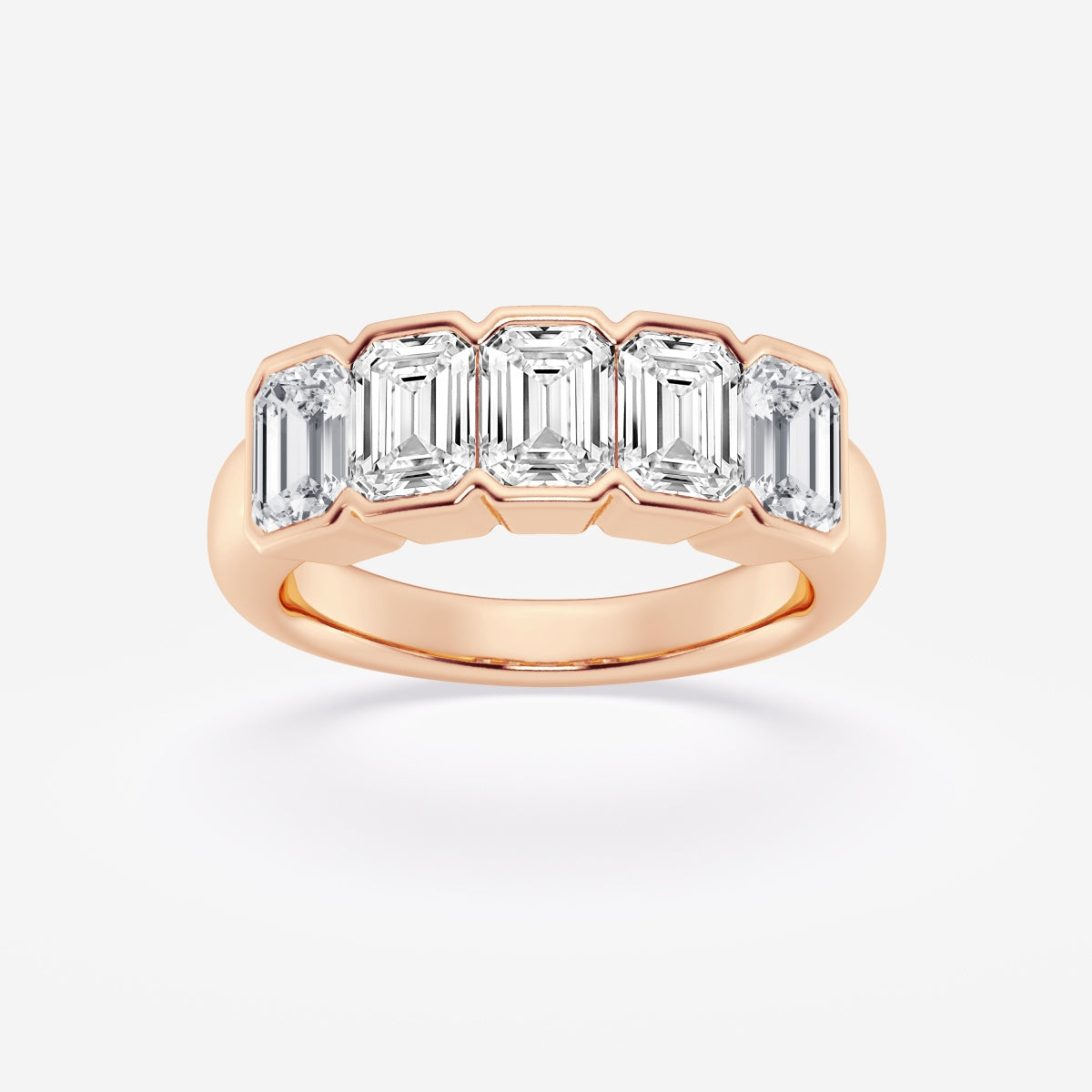 Emerald Moissanite Half Bezel Five Stone Anniversary Band