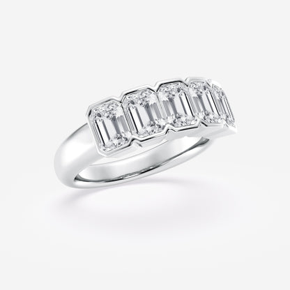 Emerald Moissanite Half Bezel Five Stone Anniversary Band