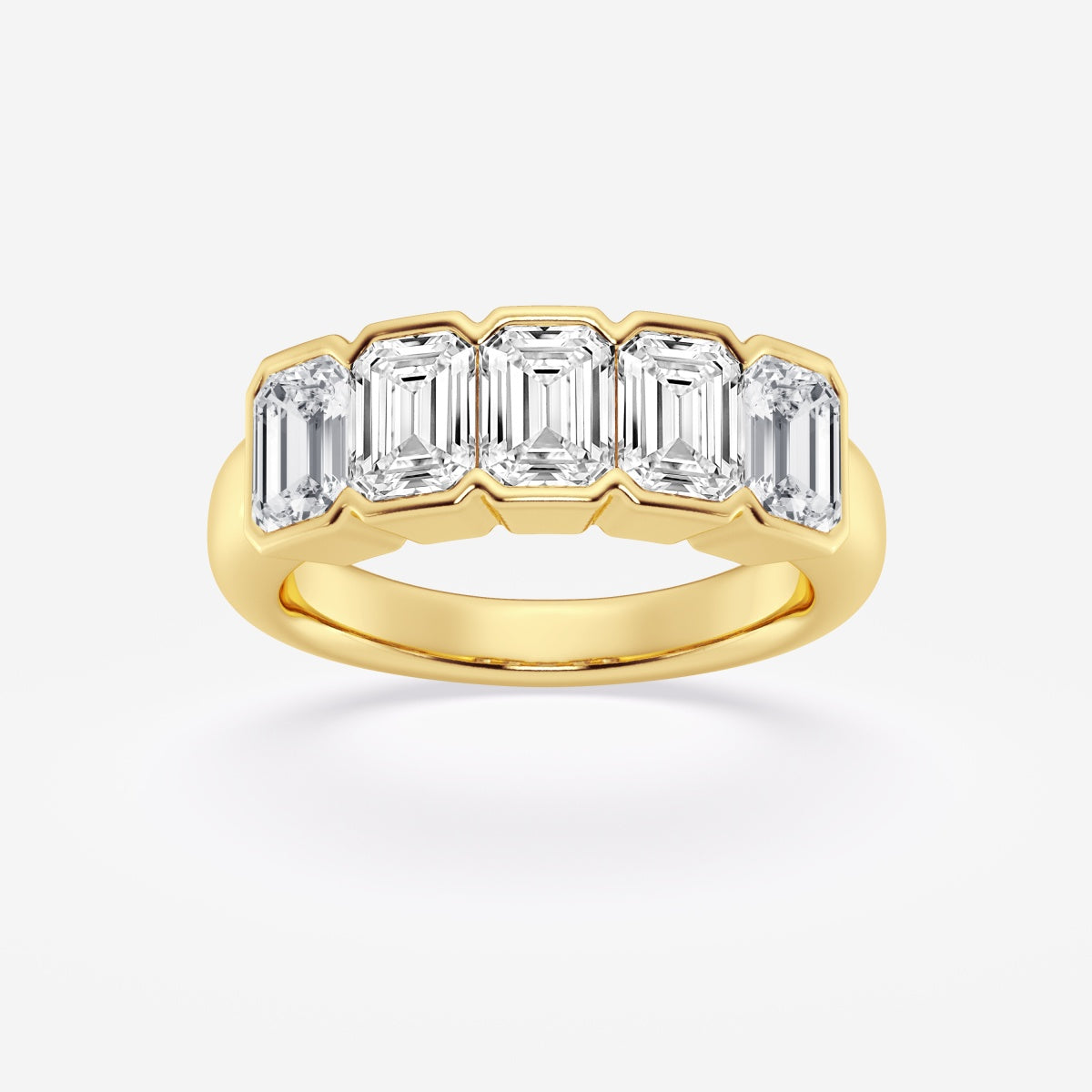 Emerald Moissanite Half Bezel Five Stone Anniversary Band – view 2