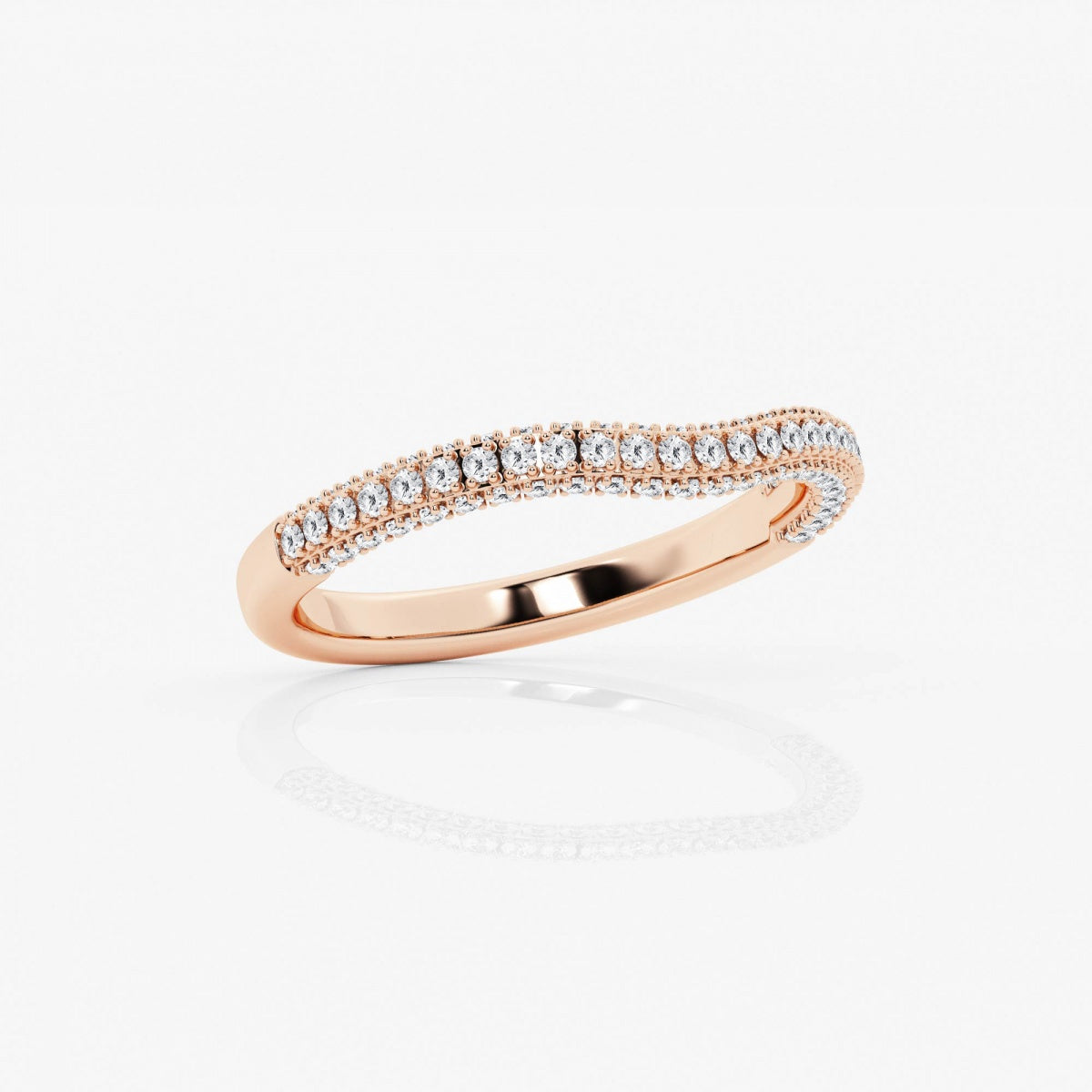 Round Moissanite Prong Set Contour Wedding Band – view 7
