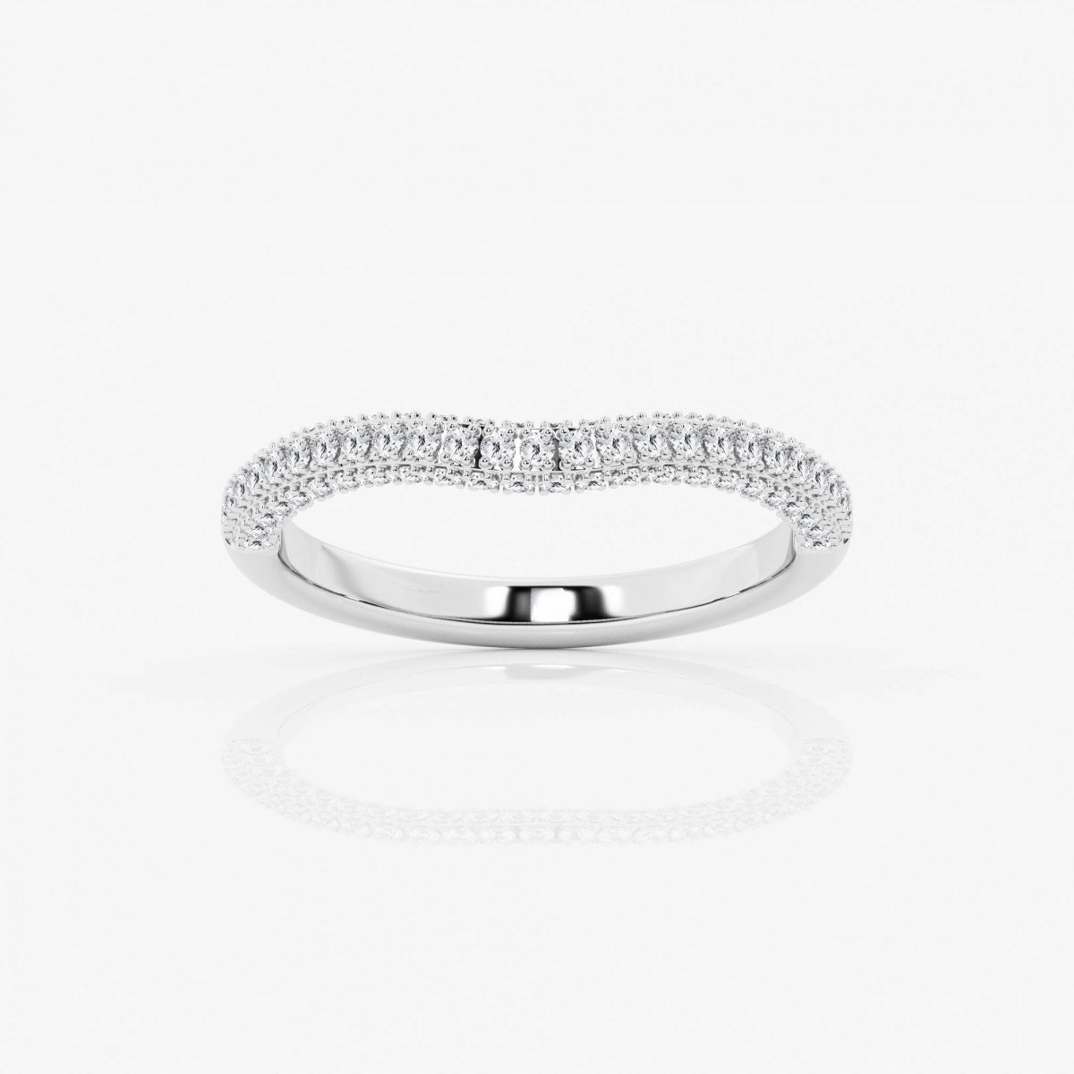 Round Moissanite Prong Set Contour Wedding Band – view 2