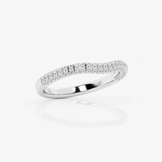 Round Moissanite Prong Set Contour Wedding Band