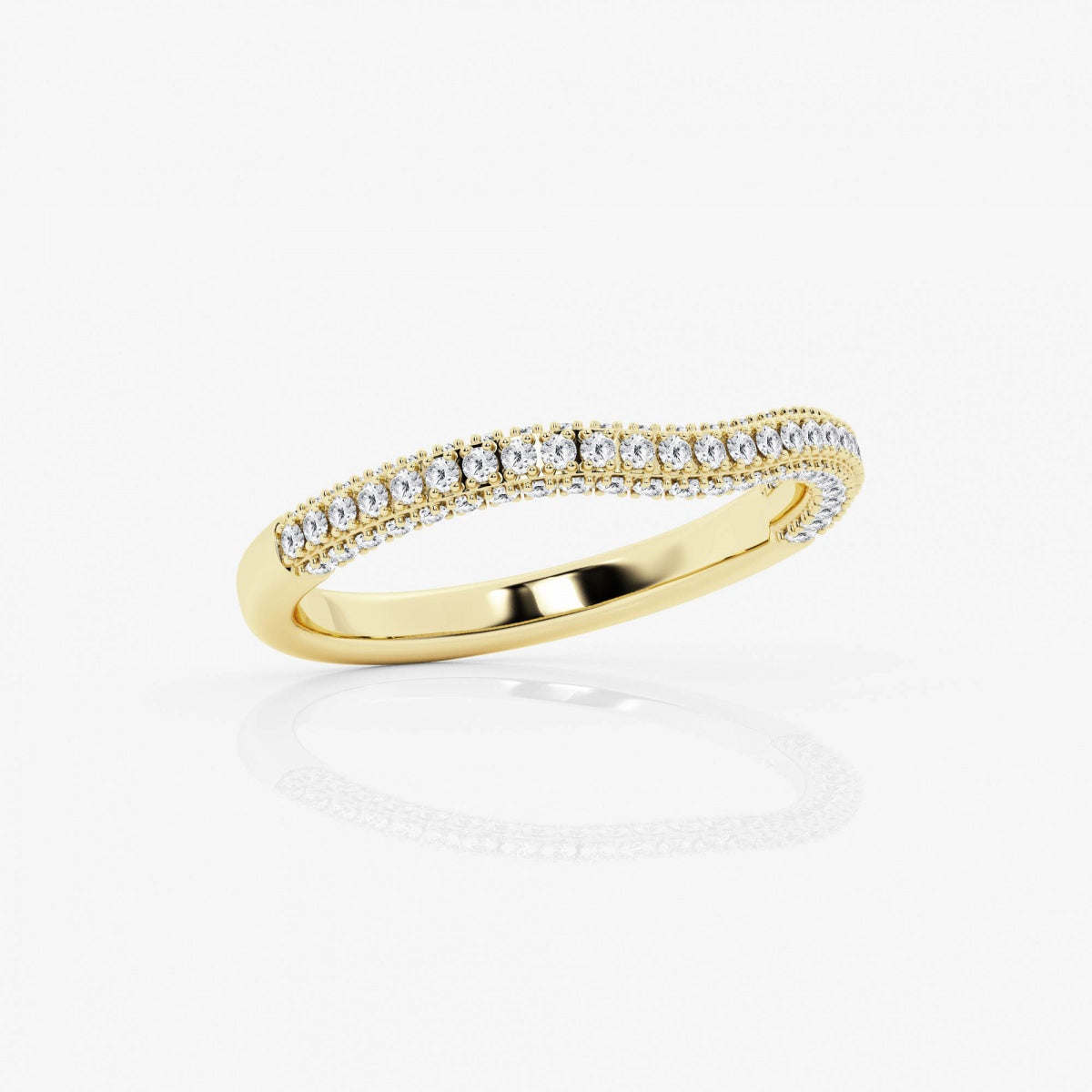 Round Moissanite Prong Set Contour Wedding Band – view 4