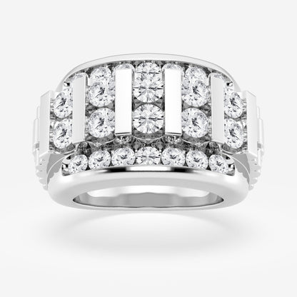 Round  Men's Floating Bar Wedding Band
