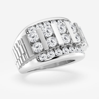 Round  Men's Floating Bar Wedding Band