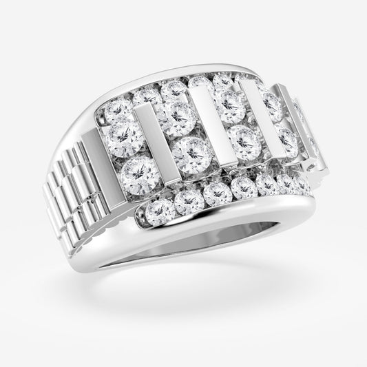Round  Men's Floating Bar Wedding Band