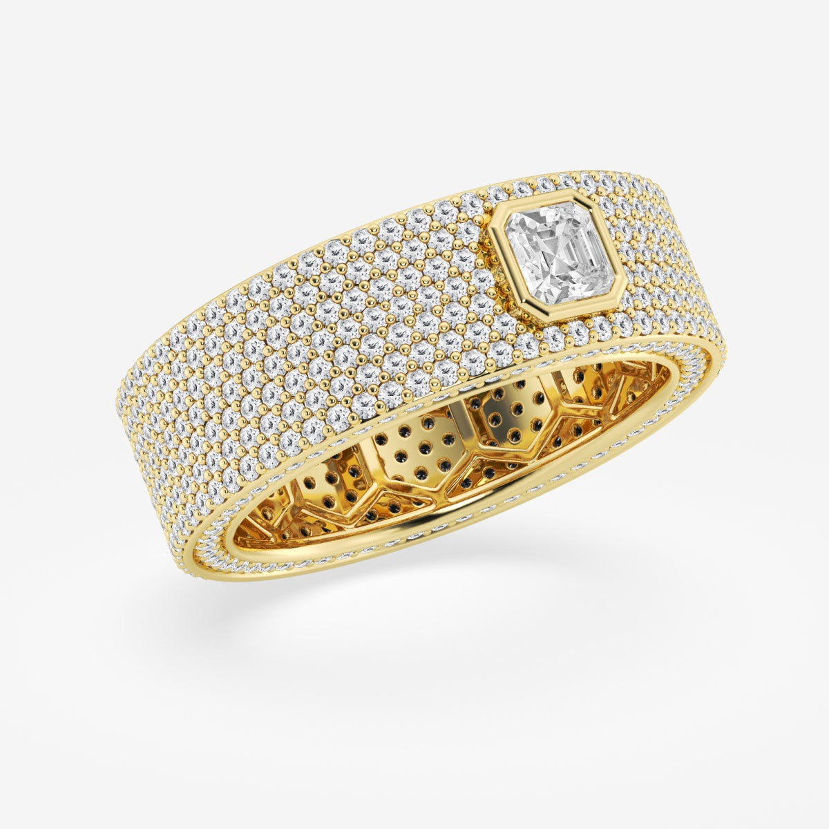 Asscher Contemporary Eternity Band - 7.4mm Width – view 7