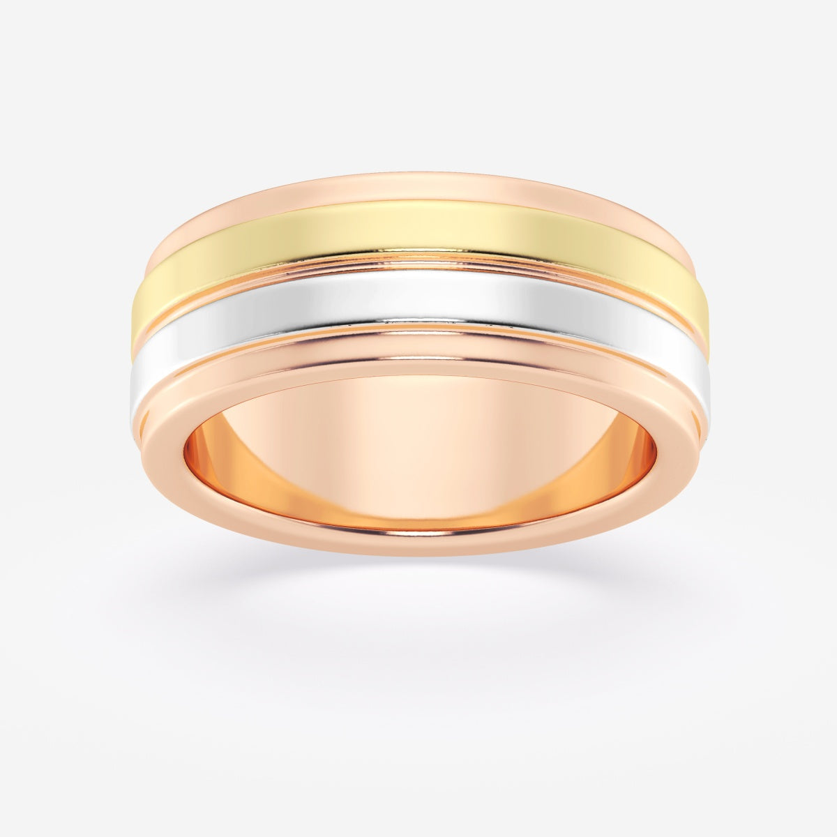 8mm Tri-Color Wedding Band – view 4