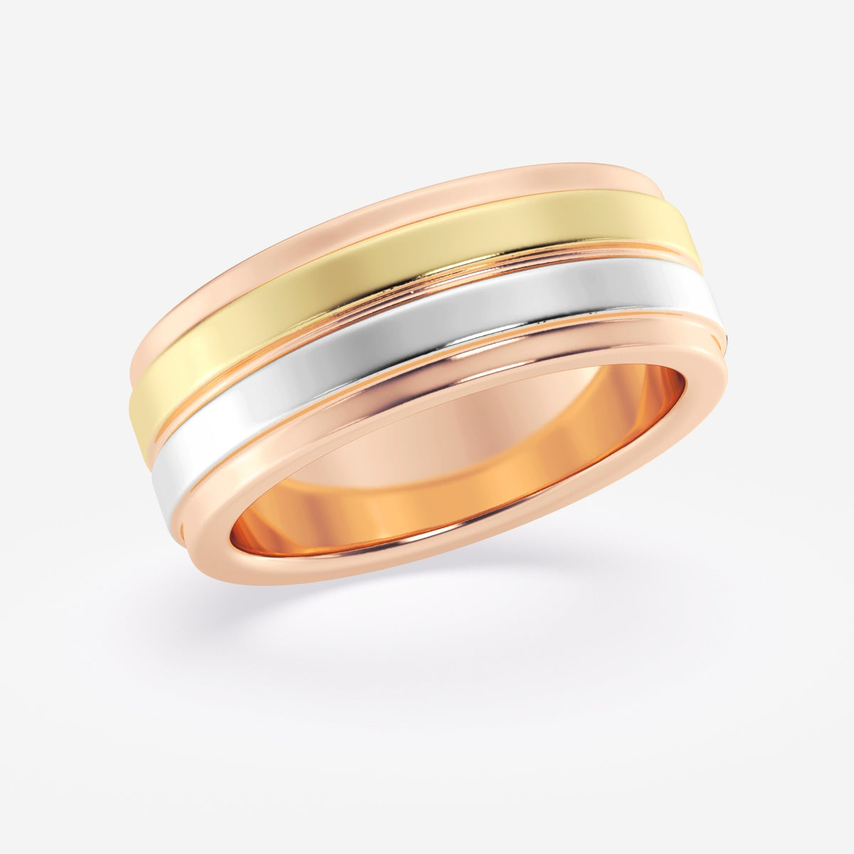 8mm Tri-Color Wedding Band – view 5