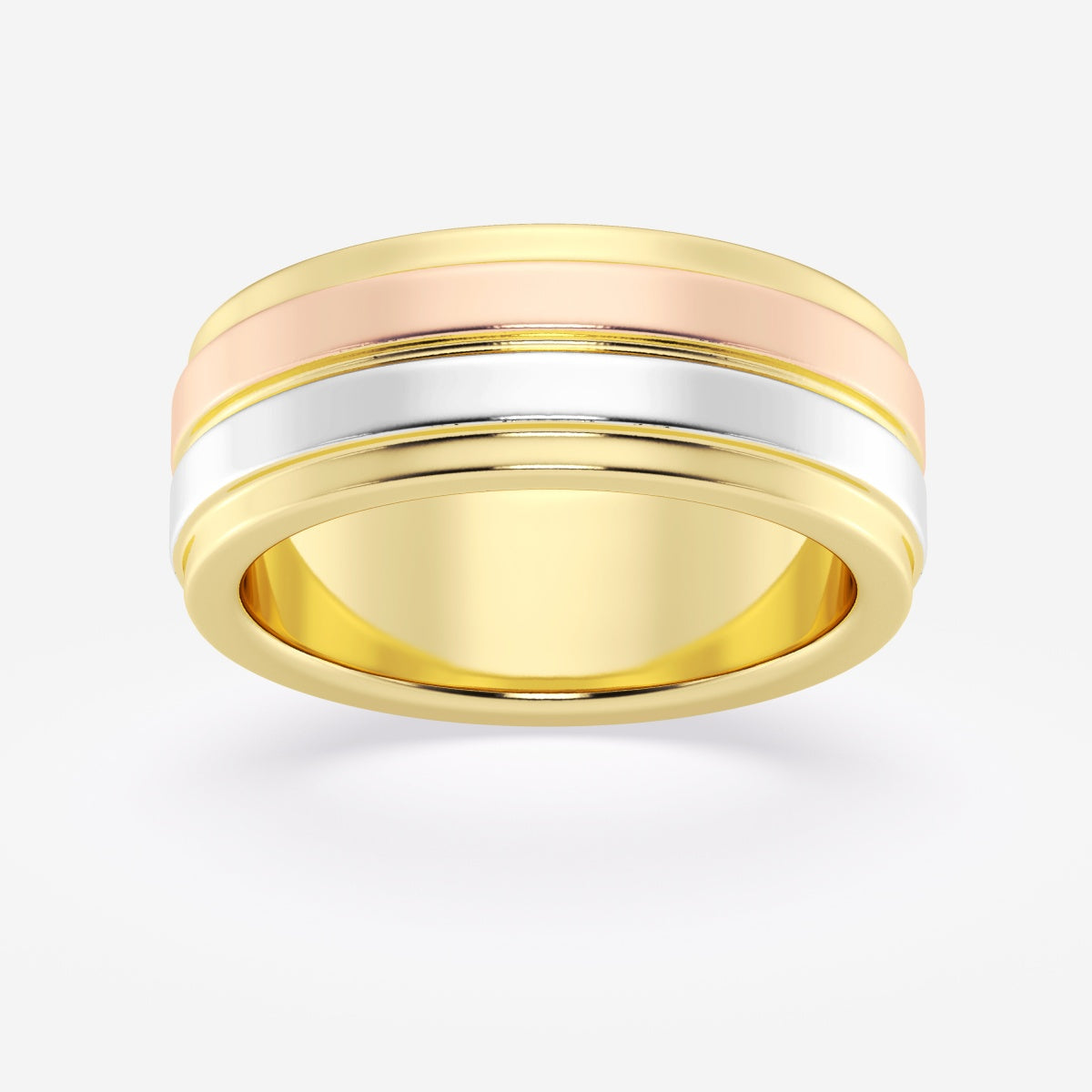 8mm Tri-Color Wedding Band – view 2